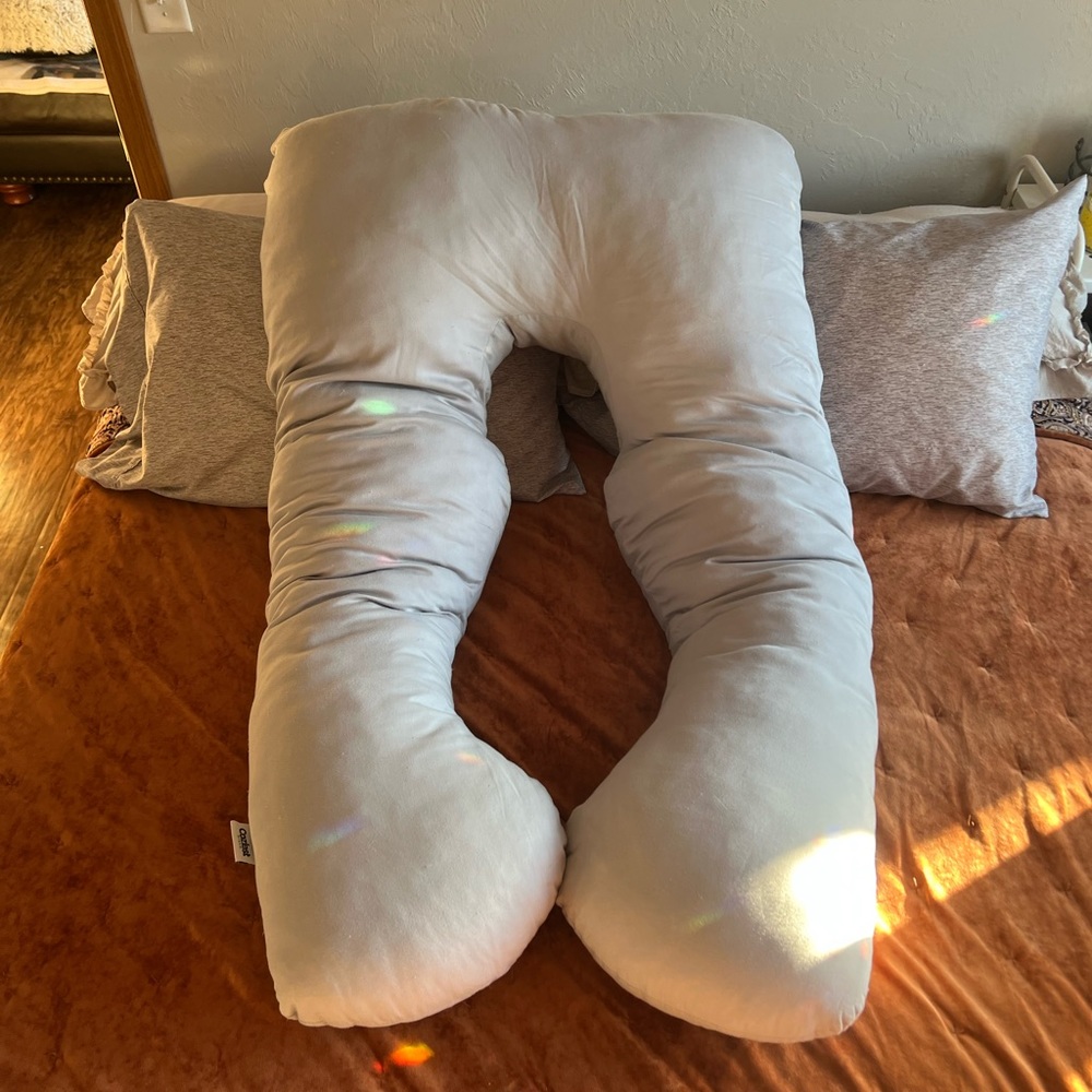 Large, U-shaped body pillow. Full body support.